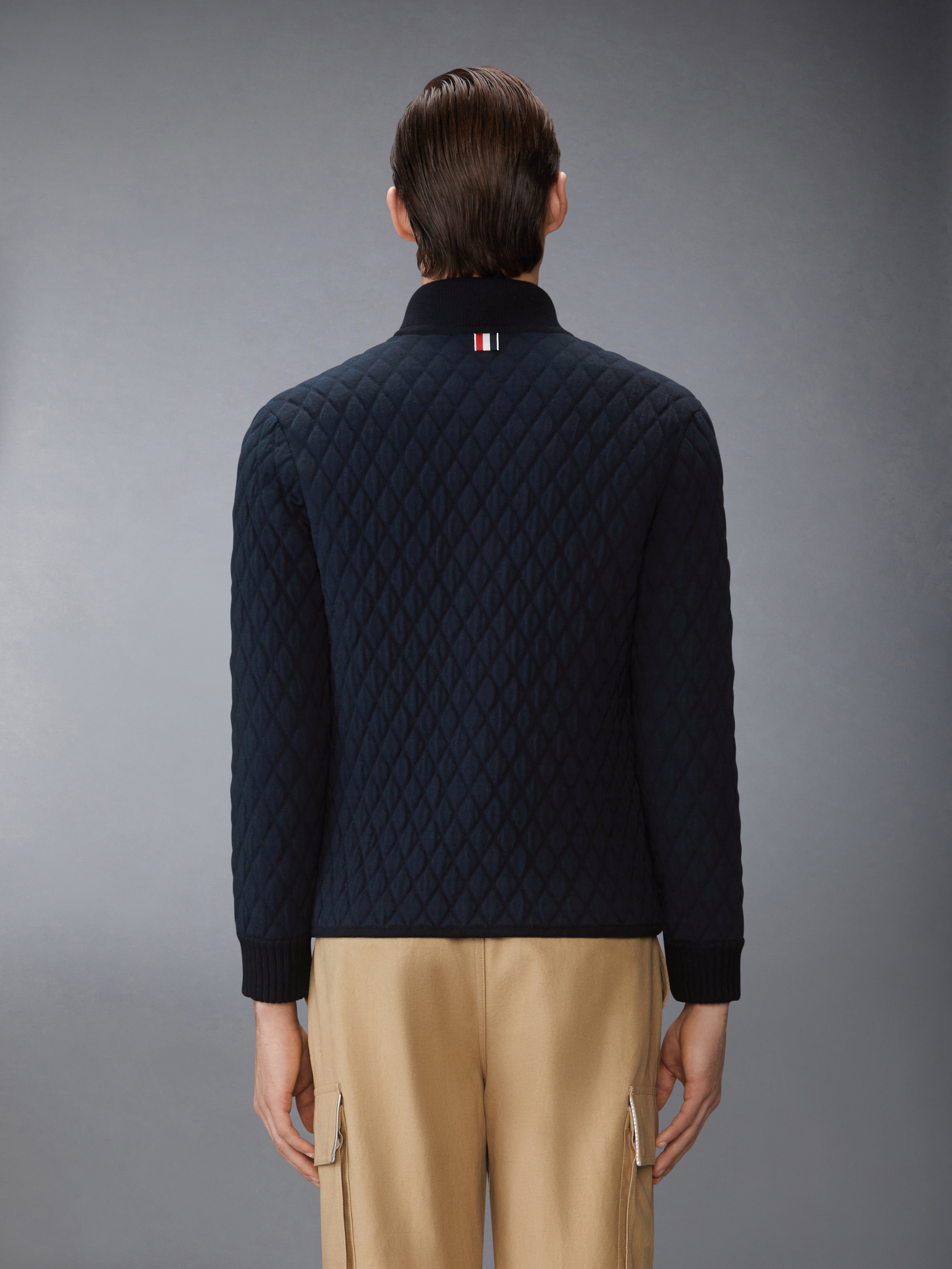 MERINO WOOL INTARSIA JACQUARD WORK JACKET - 3