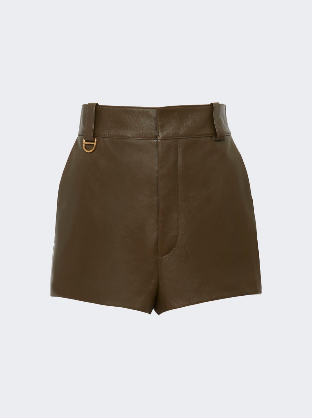 Tailored Leather Shorts Deep Olive - 1