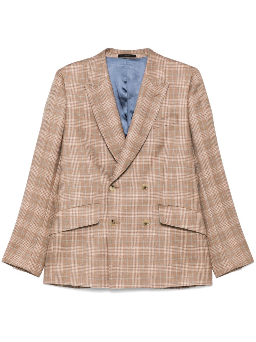 checked double-breasted blazer - 1