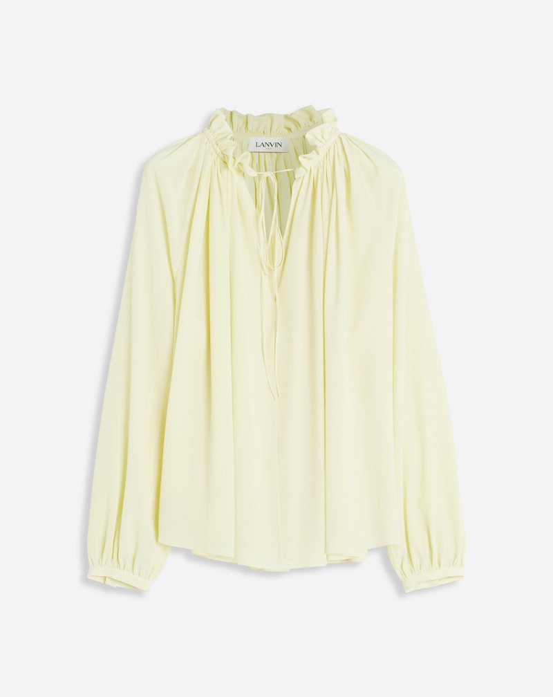 LONG SLEEVES BLOUSE WITH OPEN NECK AND RUFFLES IN LIGHT SILK 1