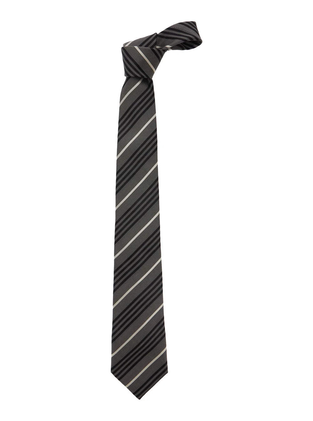 Saint Laurent Men Brown Tie With All-Over Striped Motif In Silk Man - 1