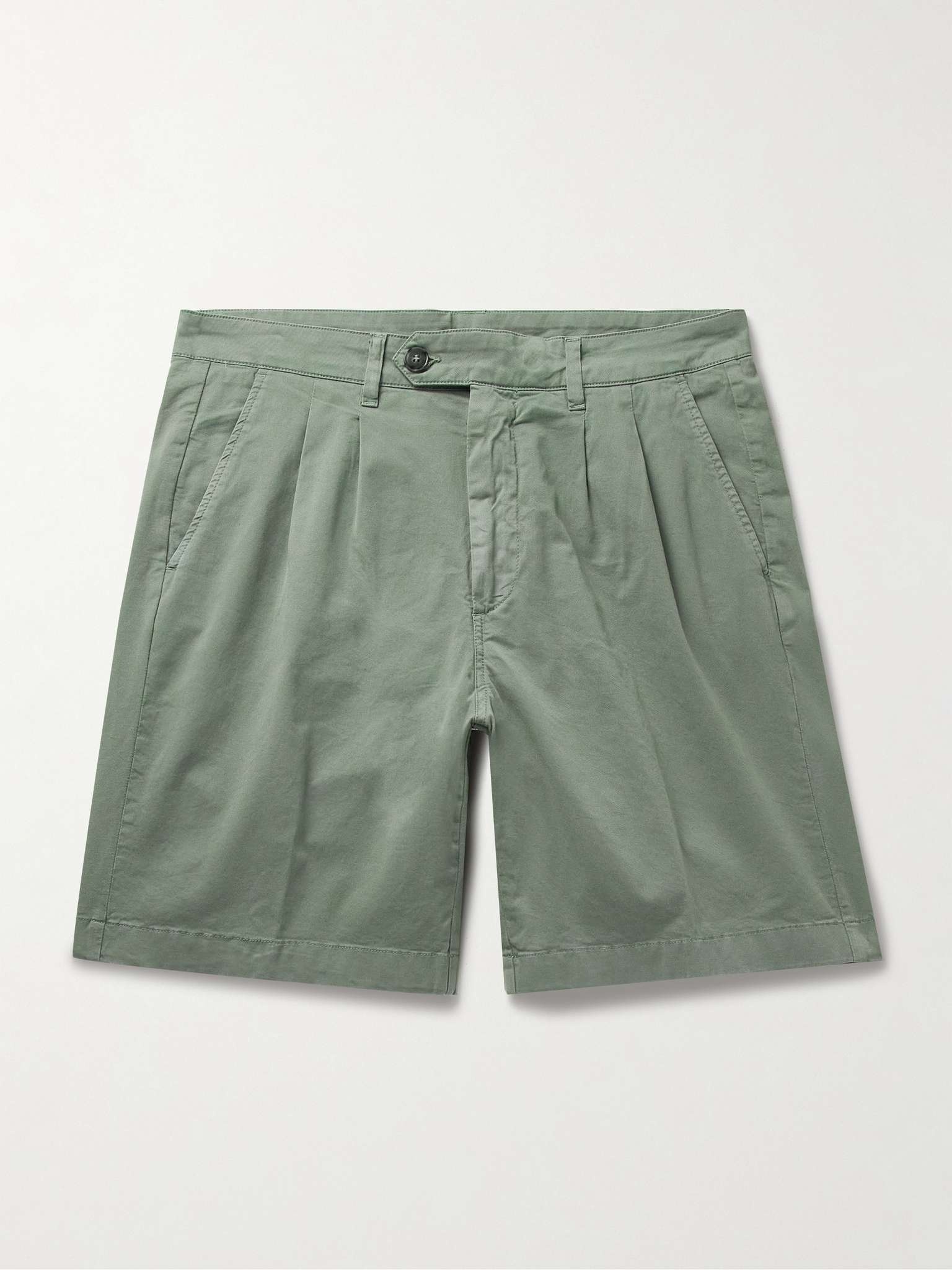 Straight-Leg Pleated Cotton-Blend Twill Bermuda Shorts - 1