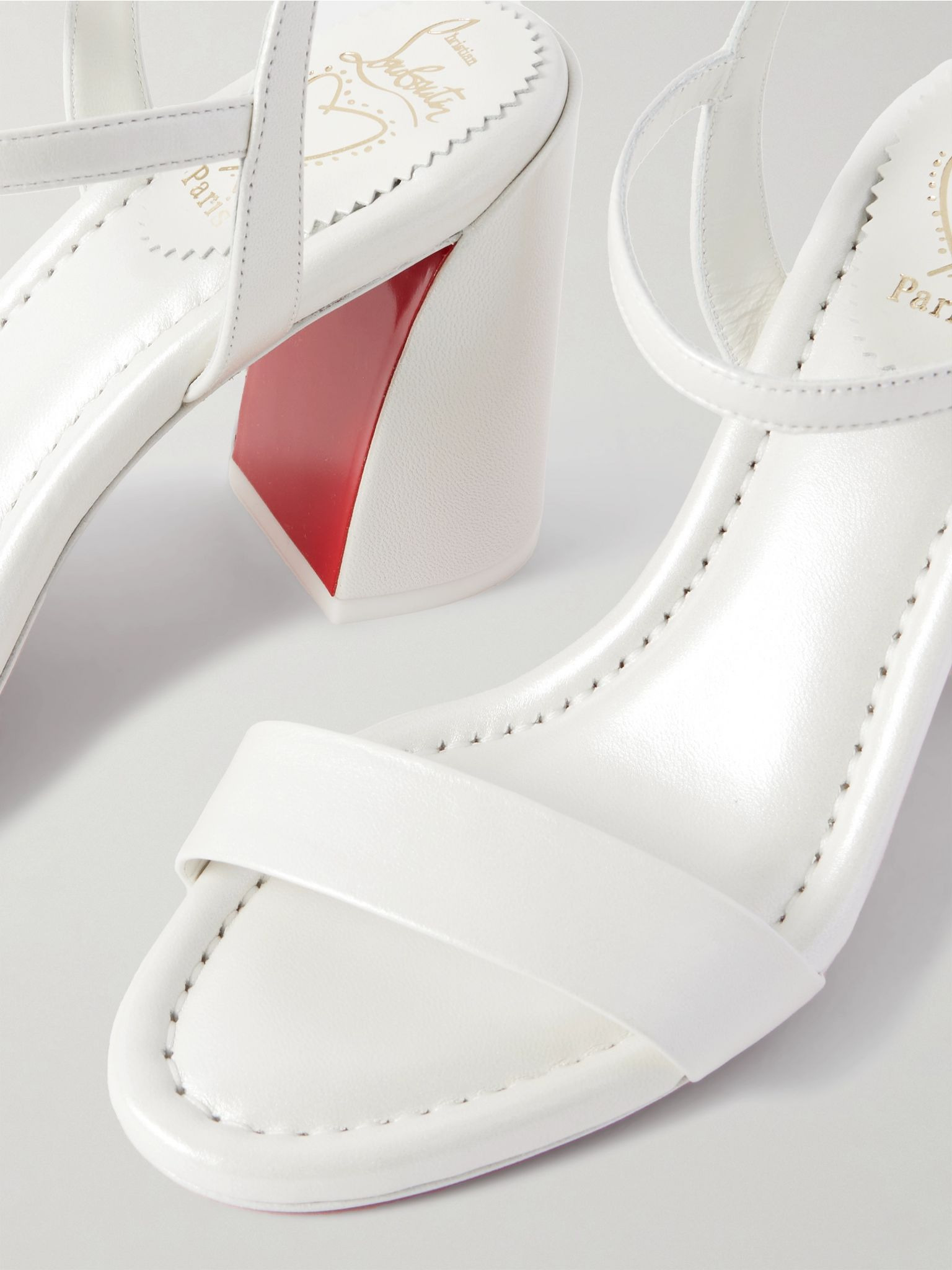 Miss Jane 85 pearlescent leather sandals White - 4