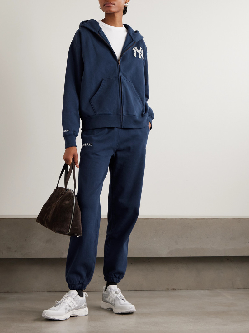 Sporty & Rich + New York Yankees Serif Cotton-jersey Zip-up Hoodie outlook