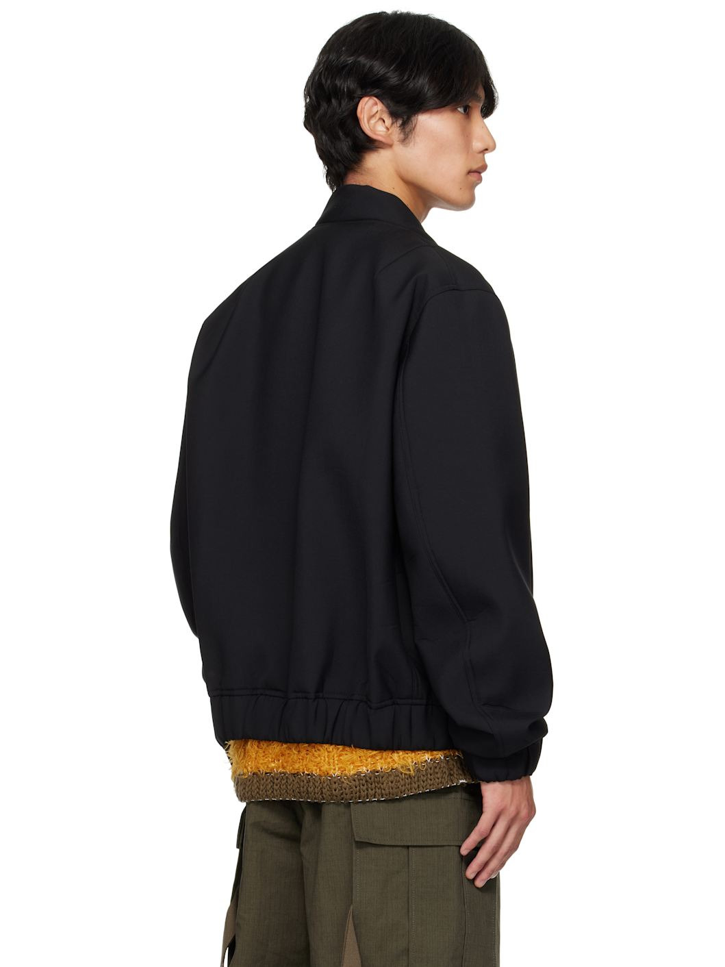 Black Suiting Blouson Bomber Jacket - 3