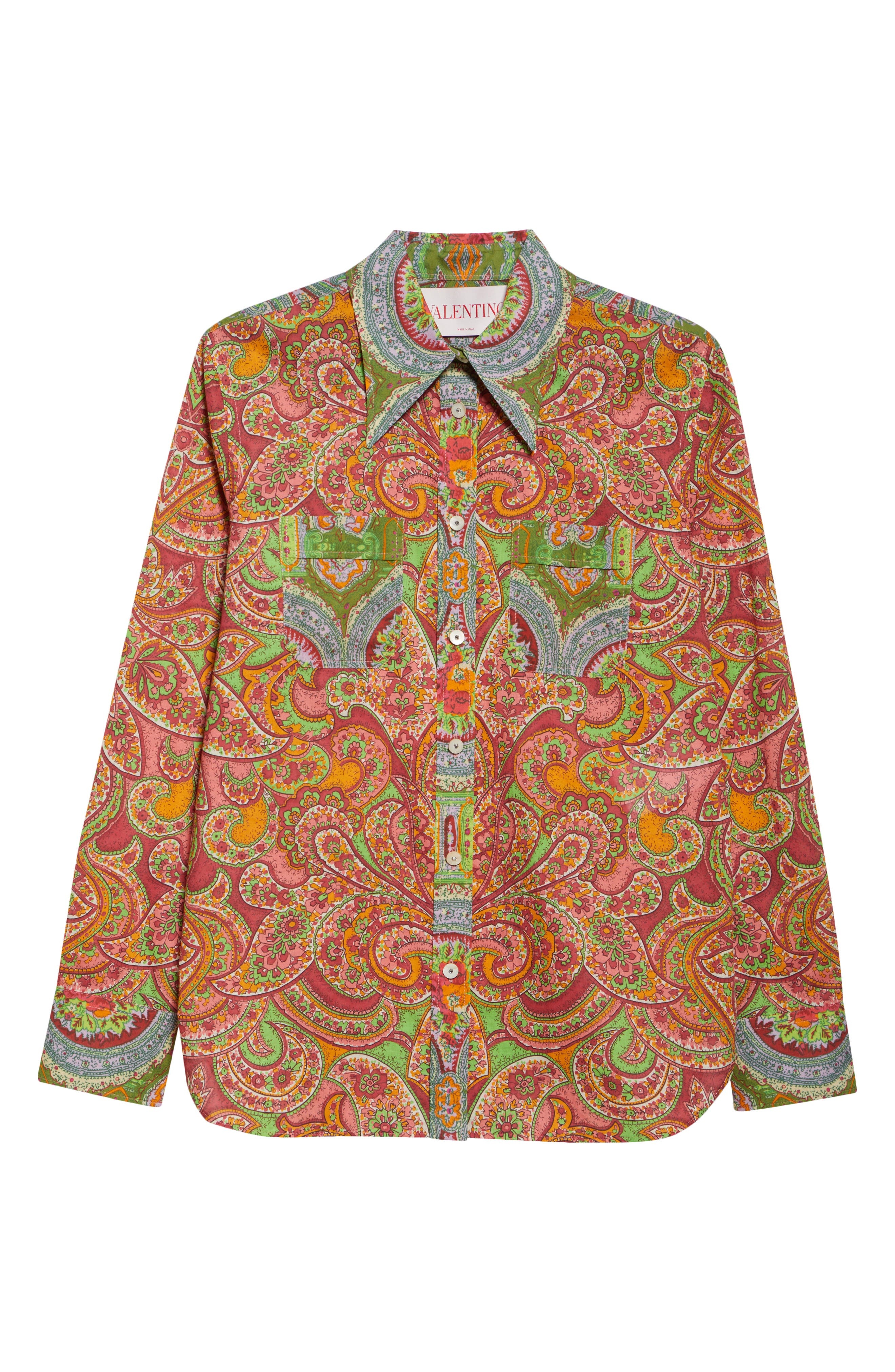 Valentino Garavani Paisley Button-Up Shirt in Pink Multi at Nordstrom - 6