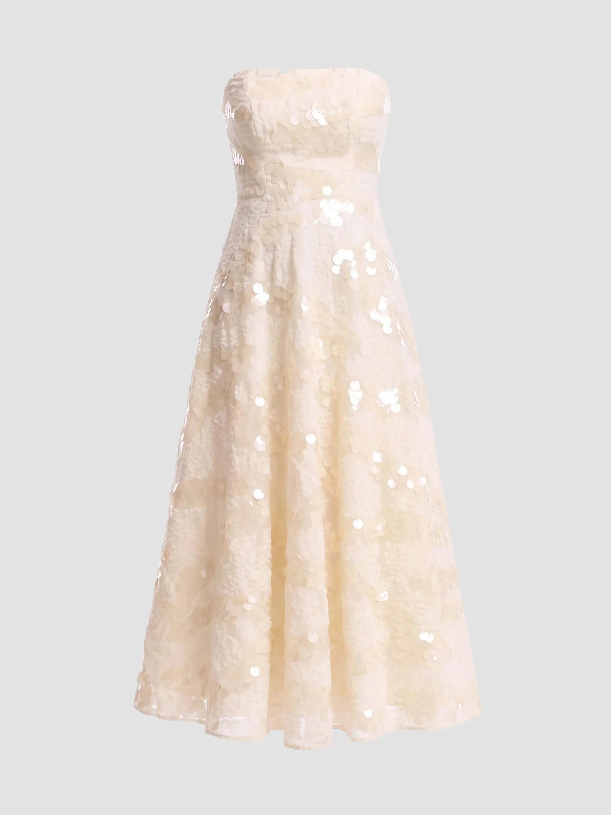 Women's Kailyn Sequined A-Line Midi Dress - Cream - 1