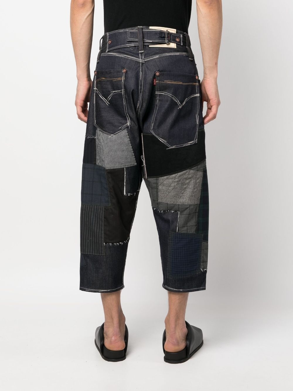 patchwork-design cropped trousers - 4