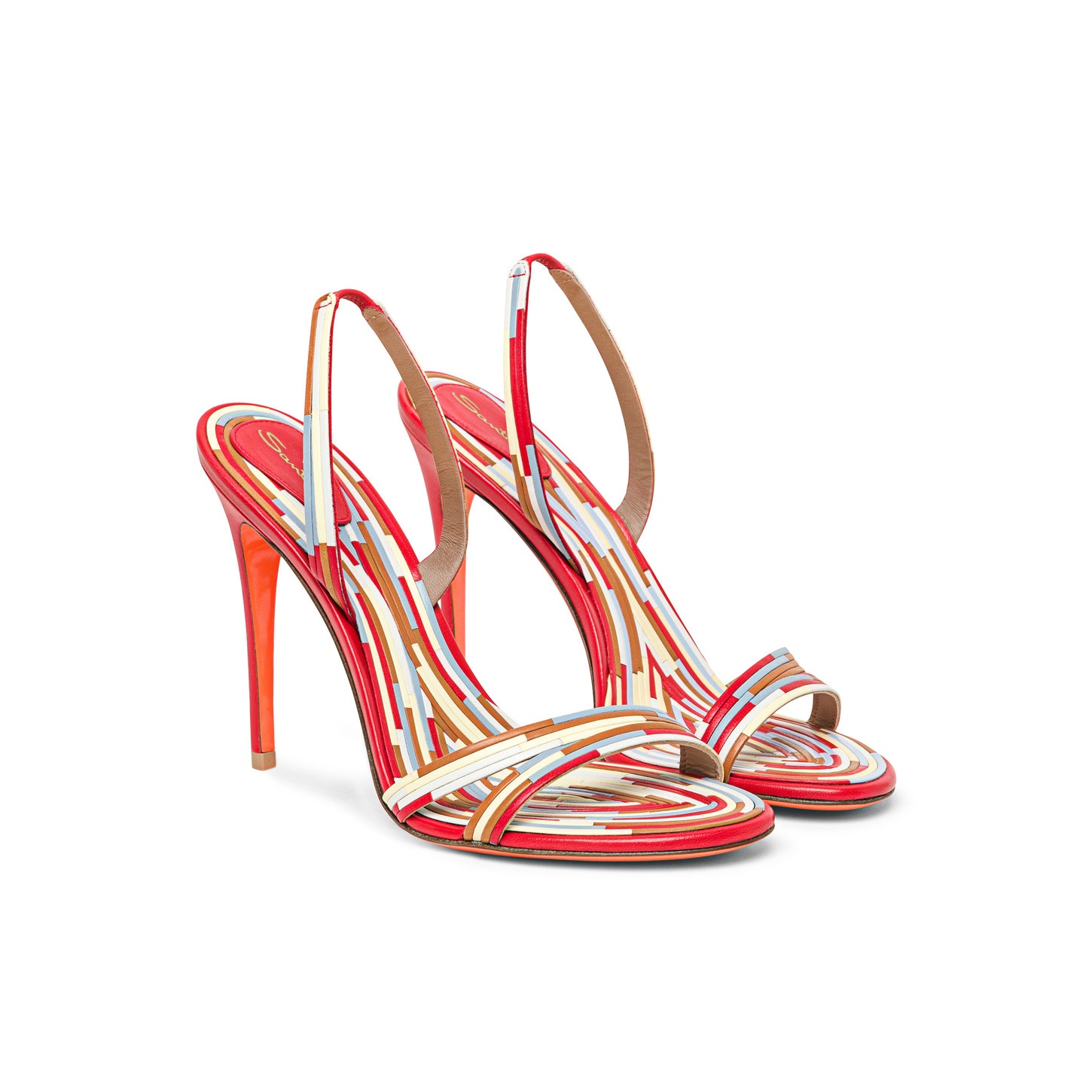 Women's multicolor leather high-heel sandal - 3