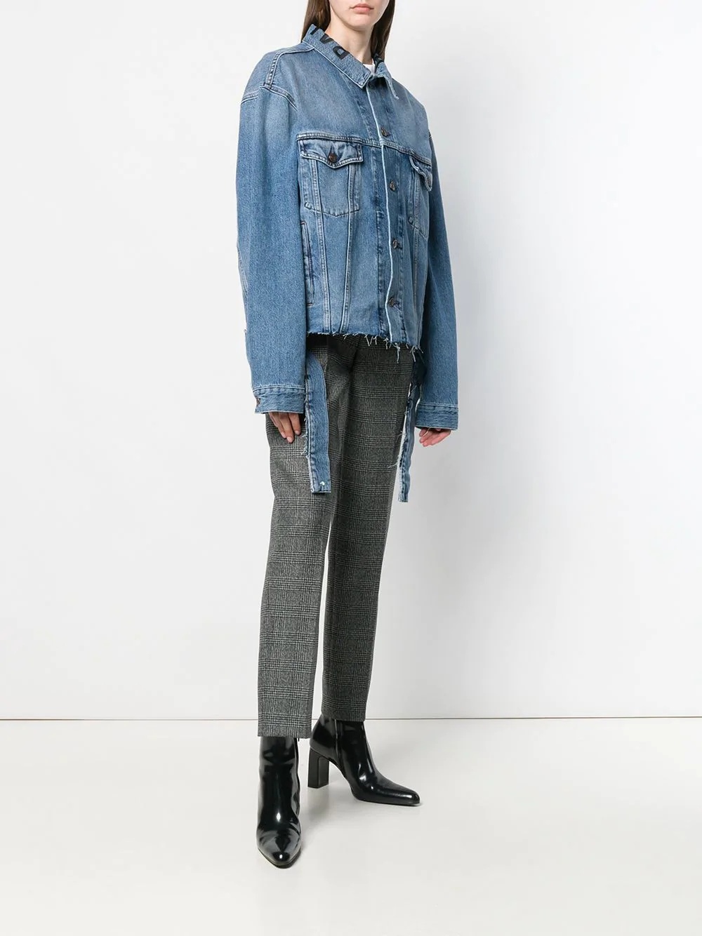 tie waist denim jacket  - 3