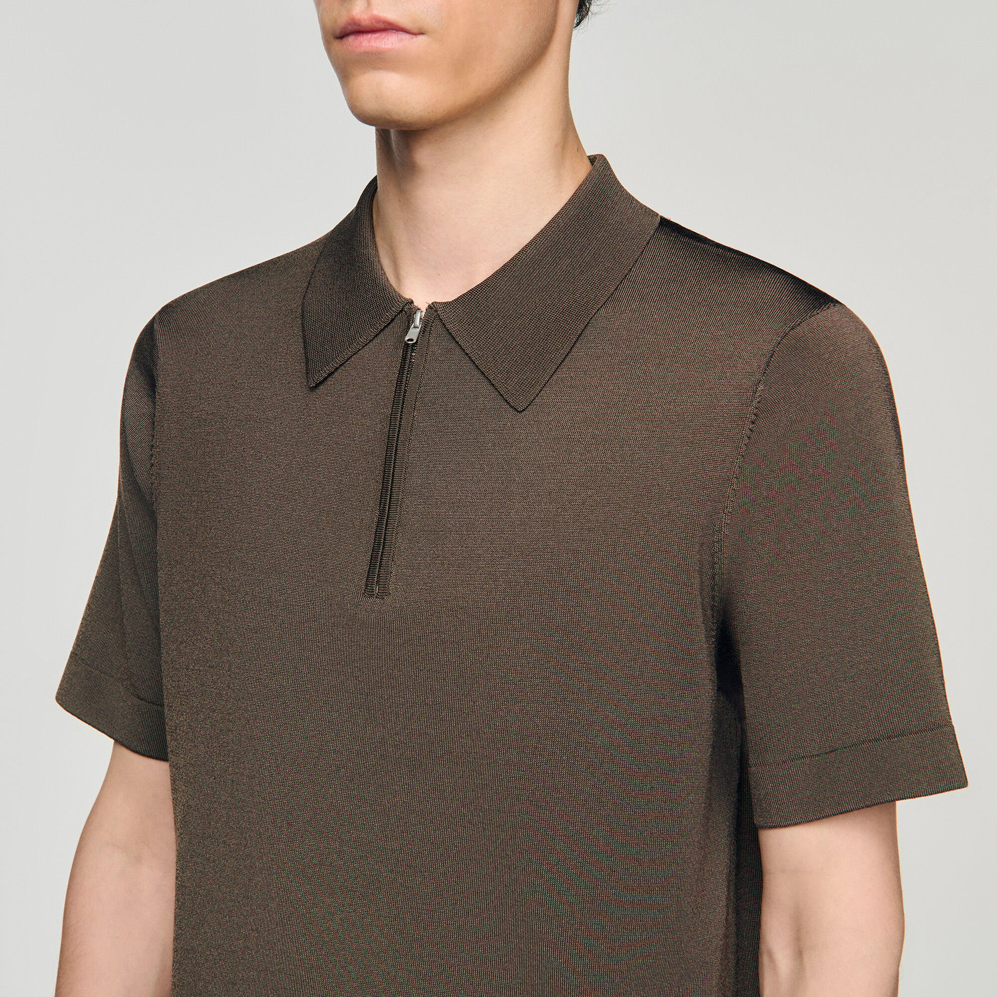 KNITTED POLO SHIRT WITH ZIP COLLAR - 4