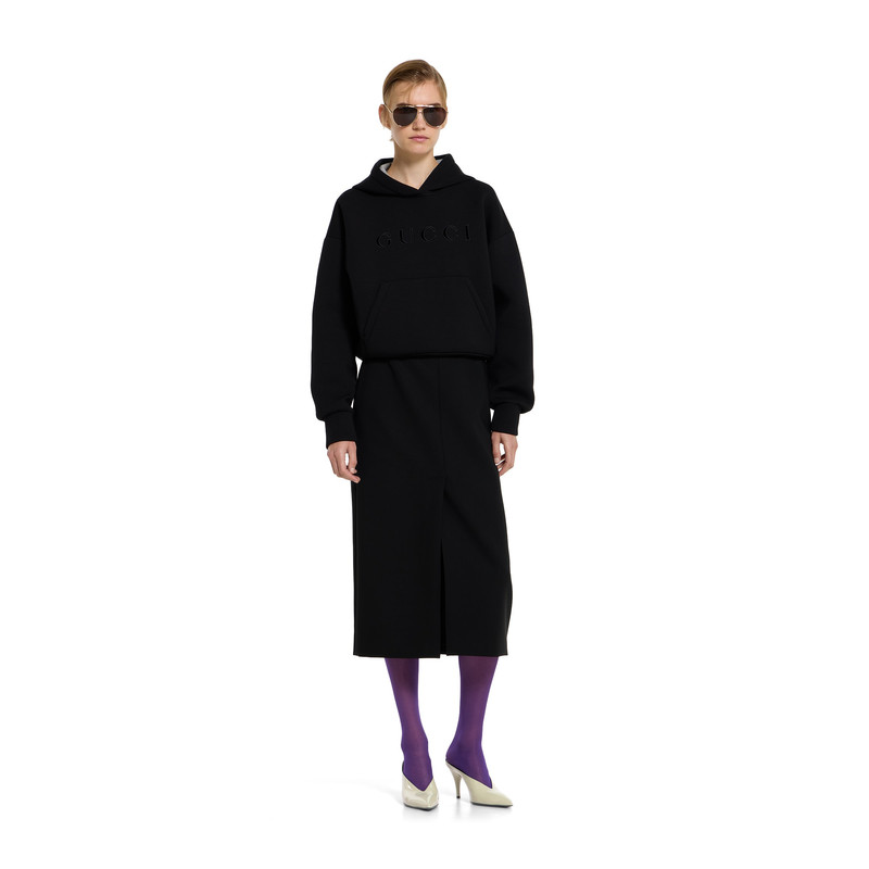 Wool crêpe skirt with Gucci detail 3