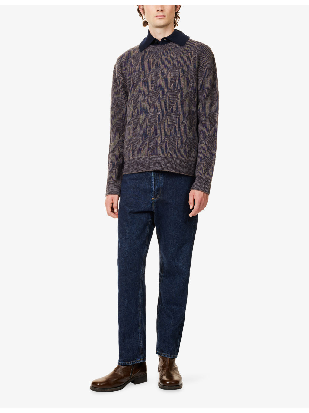 Jacquard-Pattern Crewneck Wool Jumper - 2