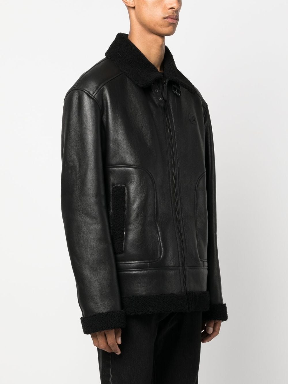 skull-print leather jacket - 4