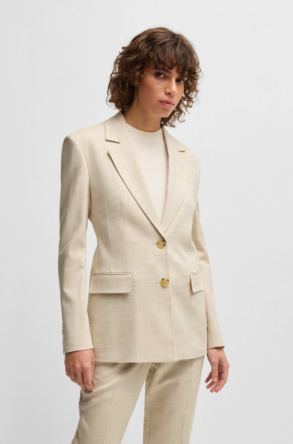 TAILORED JACKET IN MELANGE STRETCH FABRIC - 2