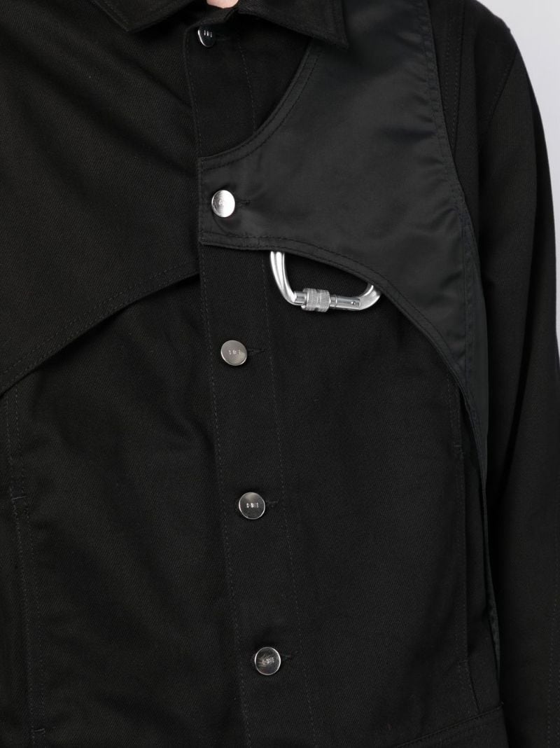 panelled button-up cotton jacket - 5