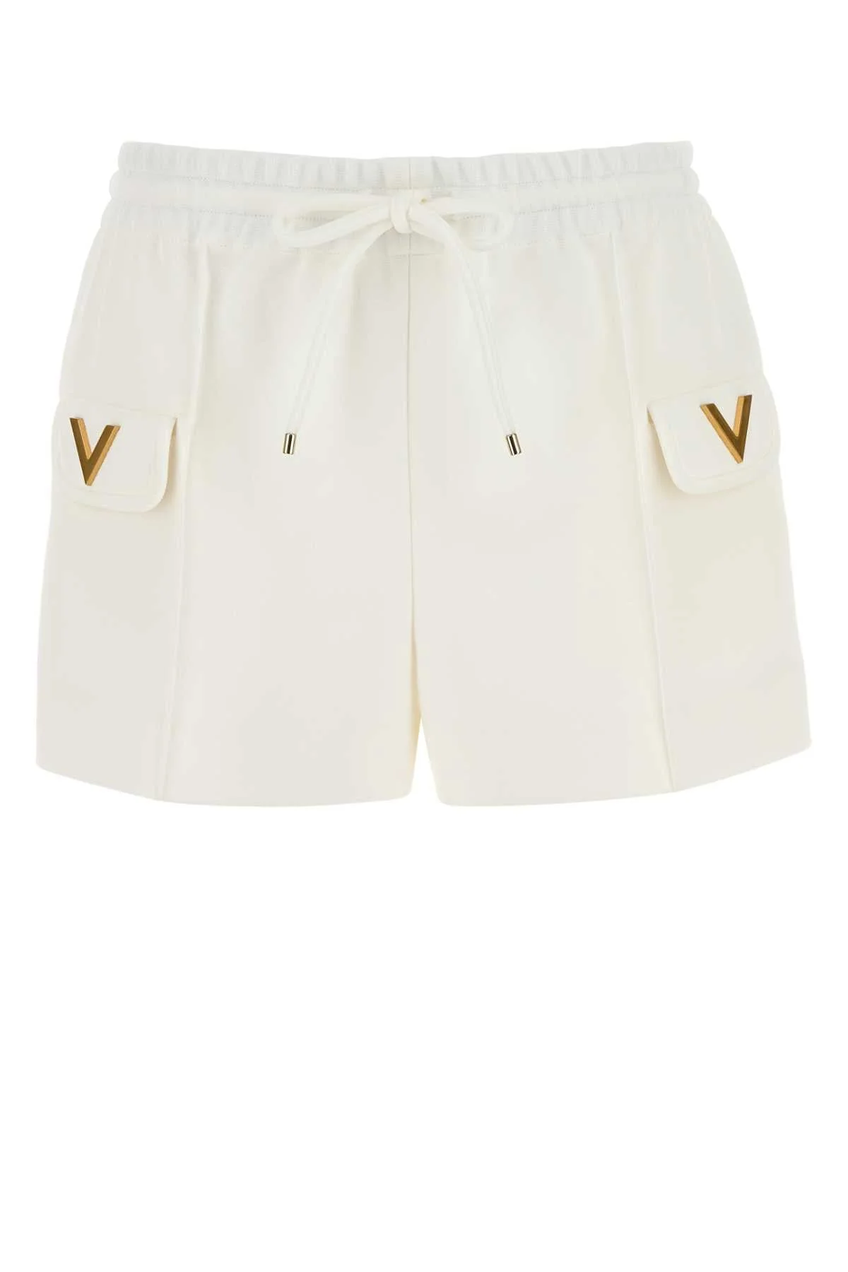 Valentino Garavani Women White Stretch Piquet Shorts - 1