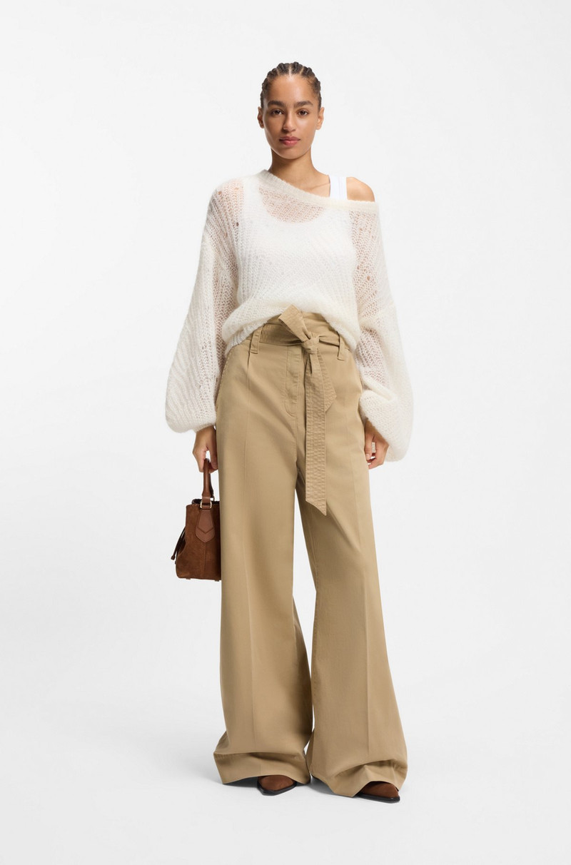 BOSS BELTED WIDE-LEG PANTS IN STRETCH-COTTON TWILL outlook
