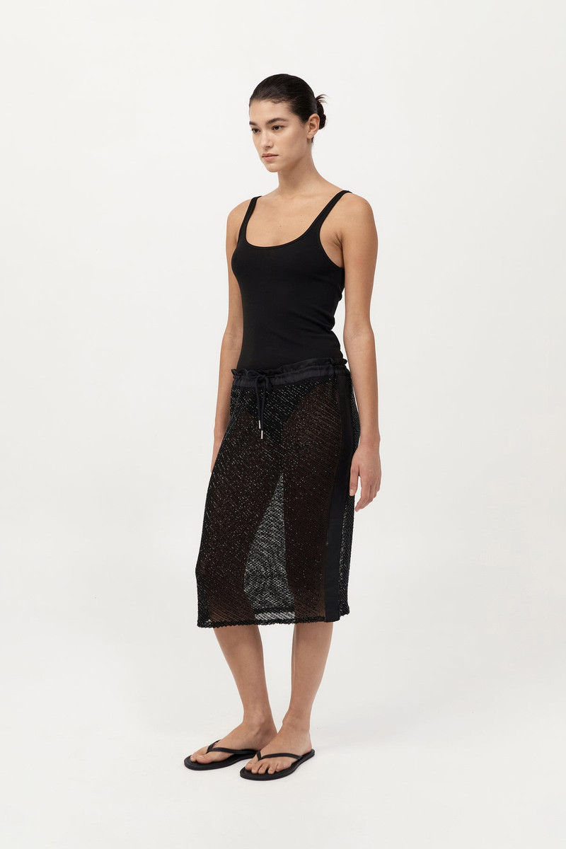 Glass Beaded Mesh Skirt - Jet Black 6