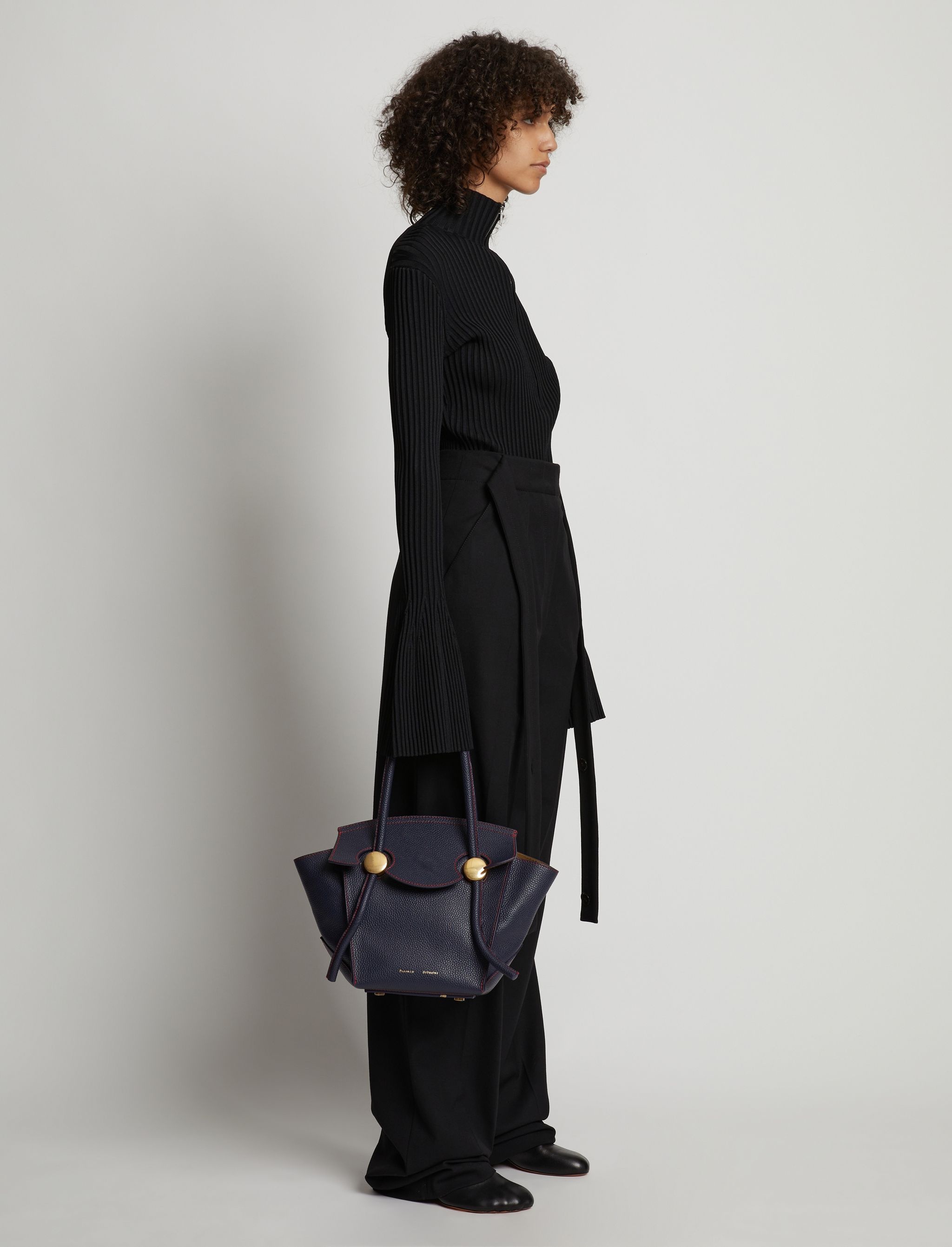Small Grainy Leather Pipe Bag - 3