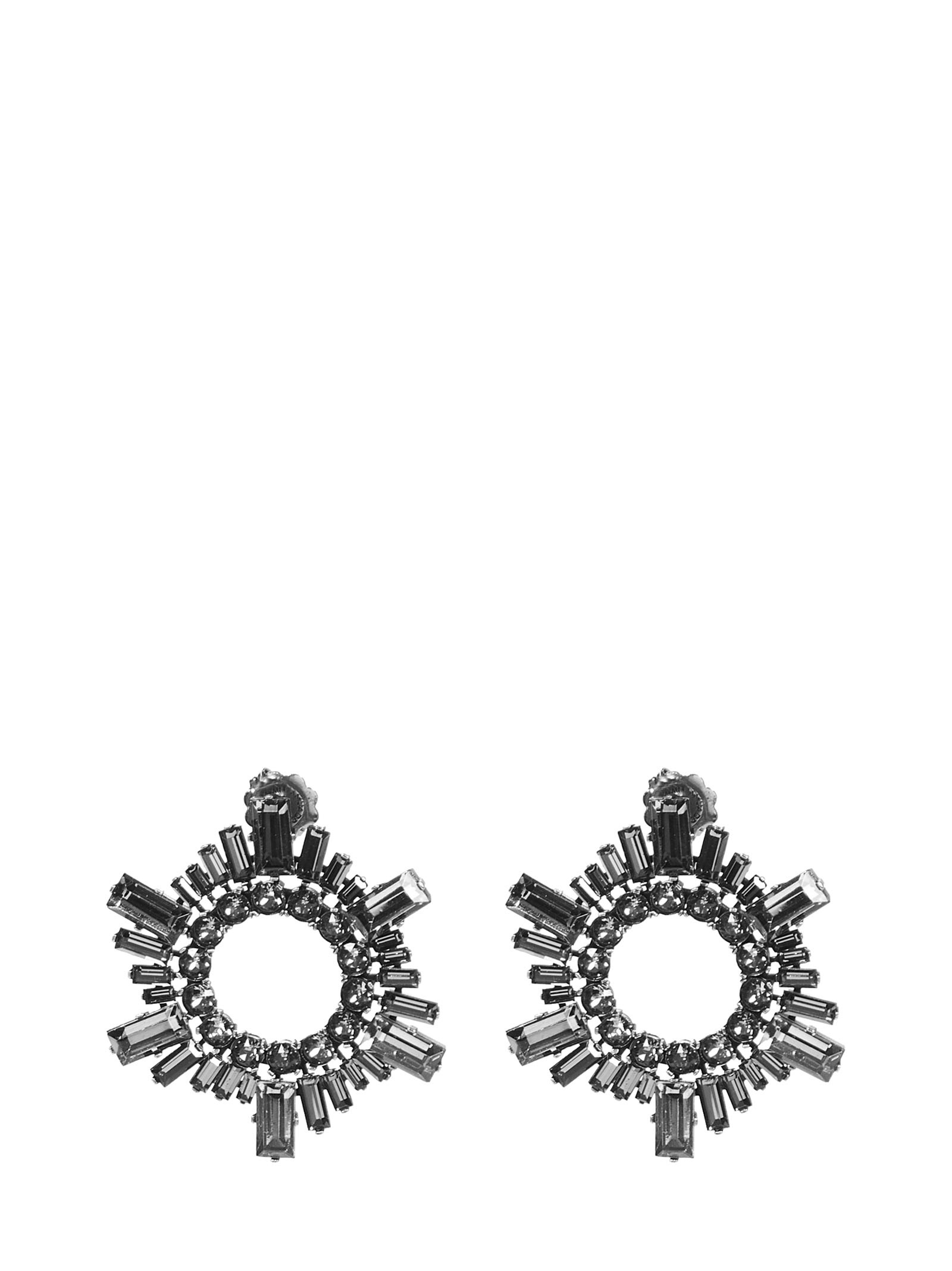 MINI BEGUM silver brass earrings with black crystals set. - 1