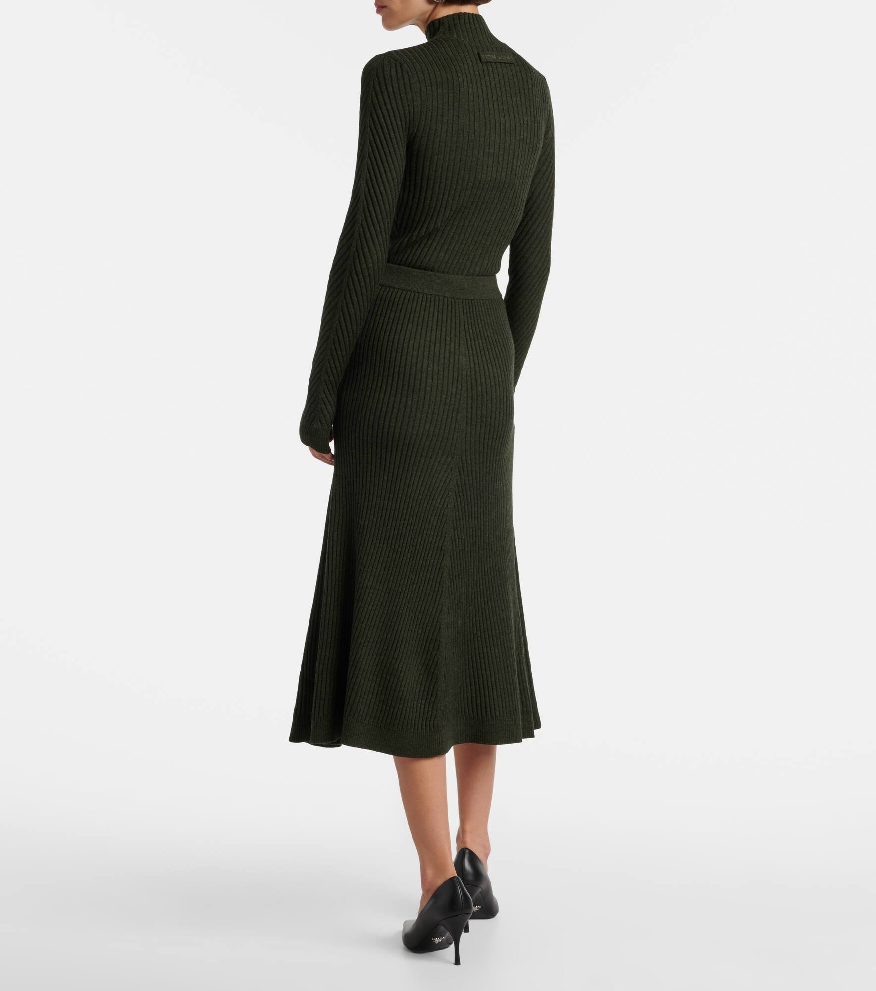 Ribbed-knit wool midi skirt - 3