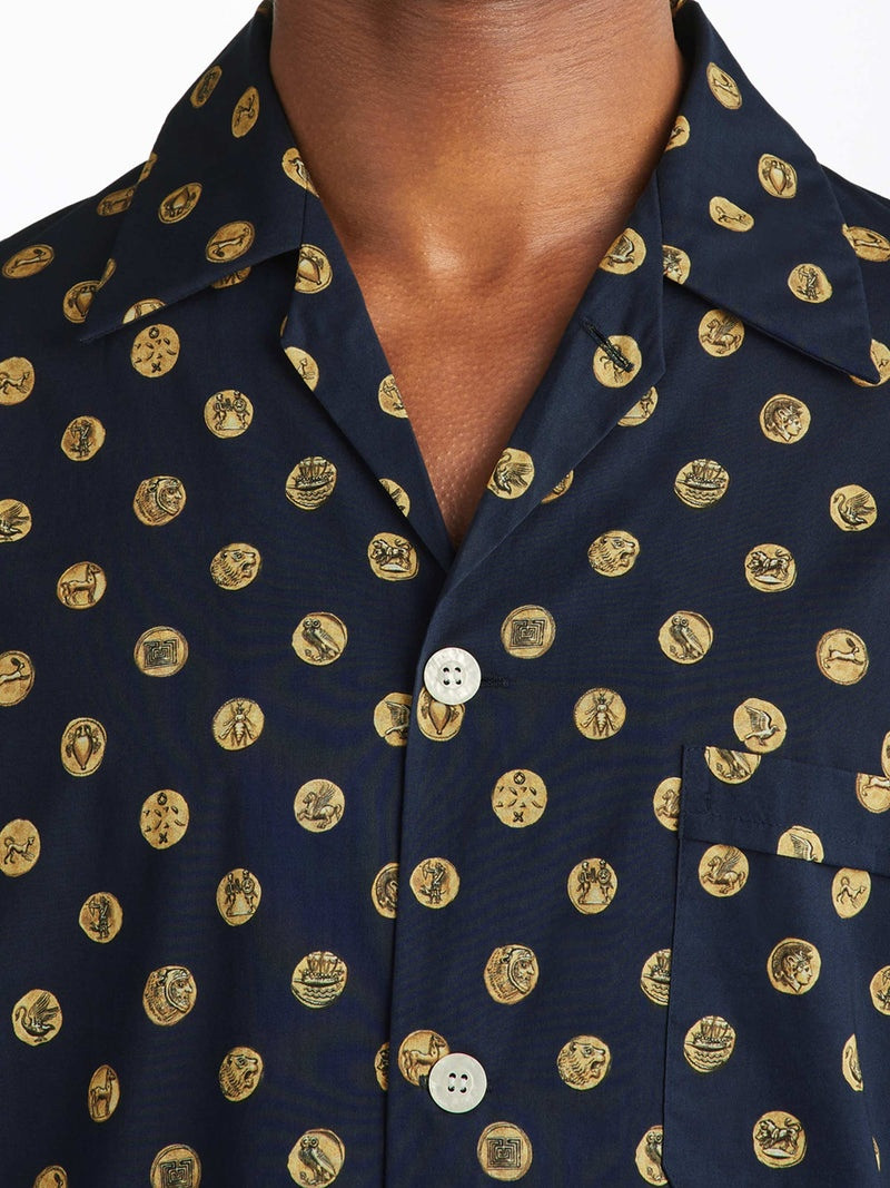 Derek Rose Men's Classic Fit Pajamas Ledbury 78 Cotton Batiste Navy outlook