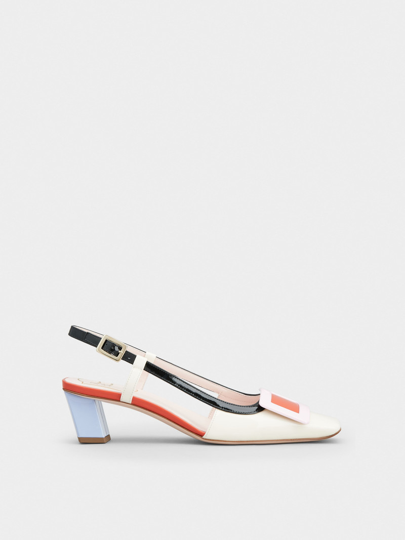 Belle Vivier 컬러 블록 특허 가죽 slingback 펌프 - 1