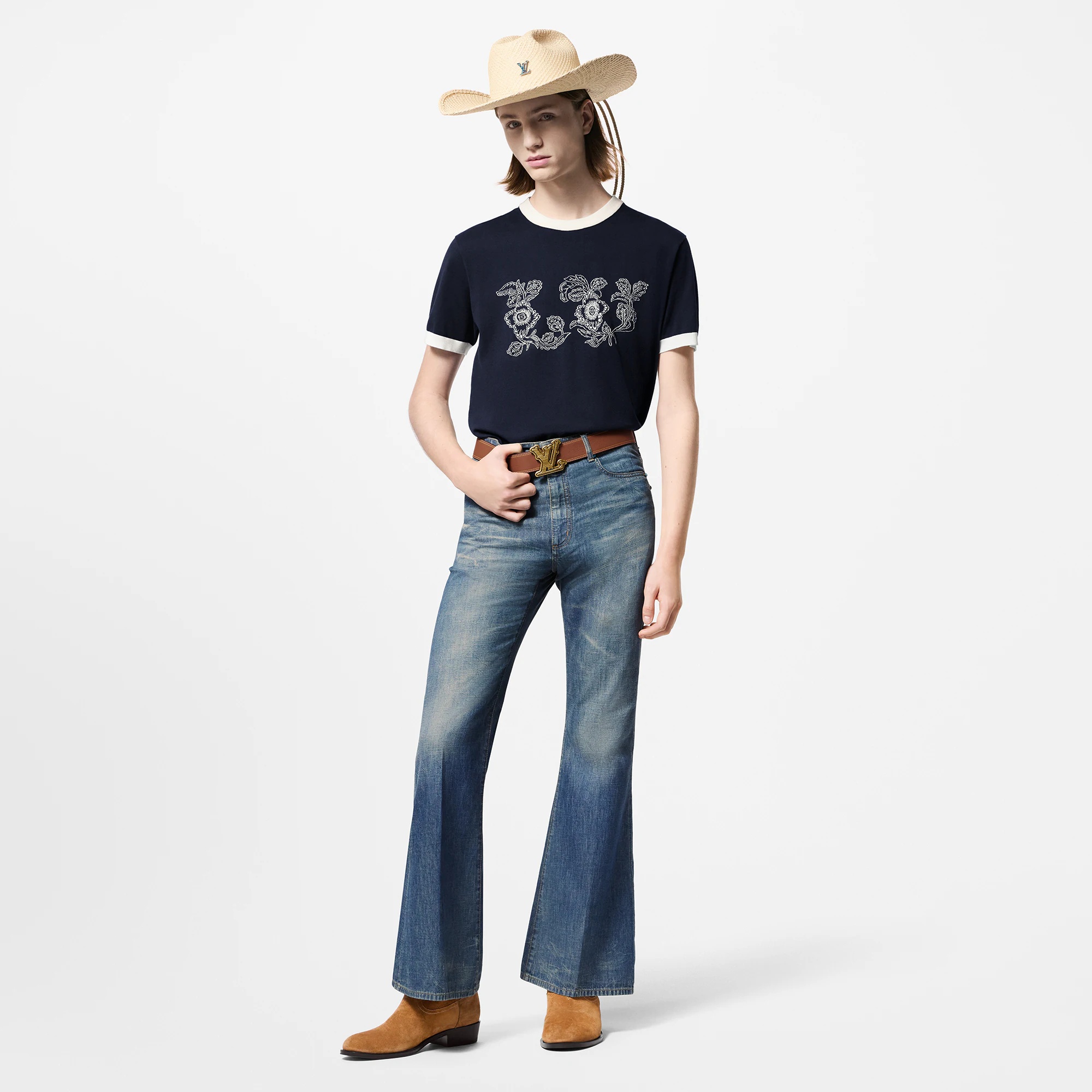 Graphic Intarsia Short-Sleeved Cotton Crewneck - 4