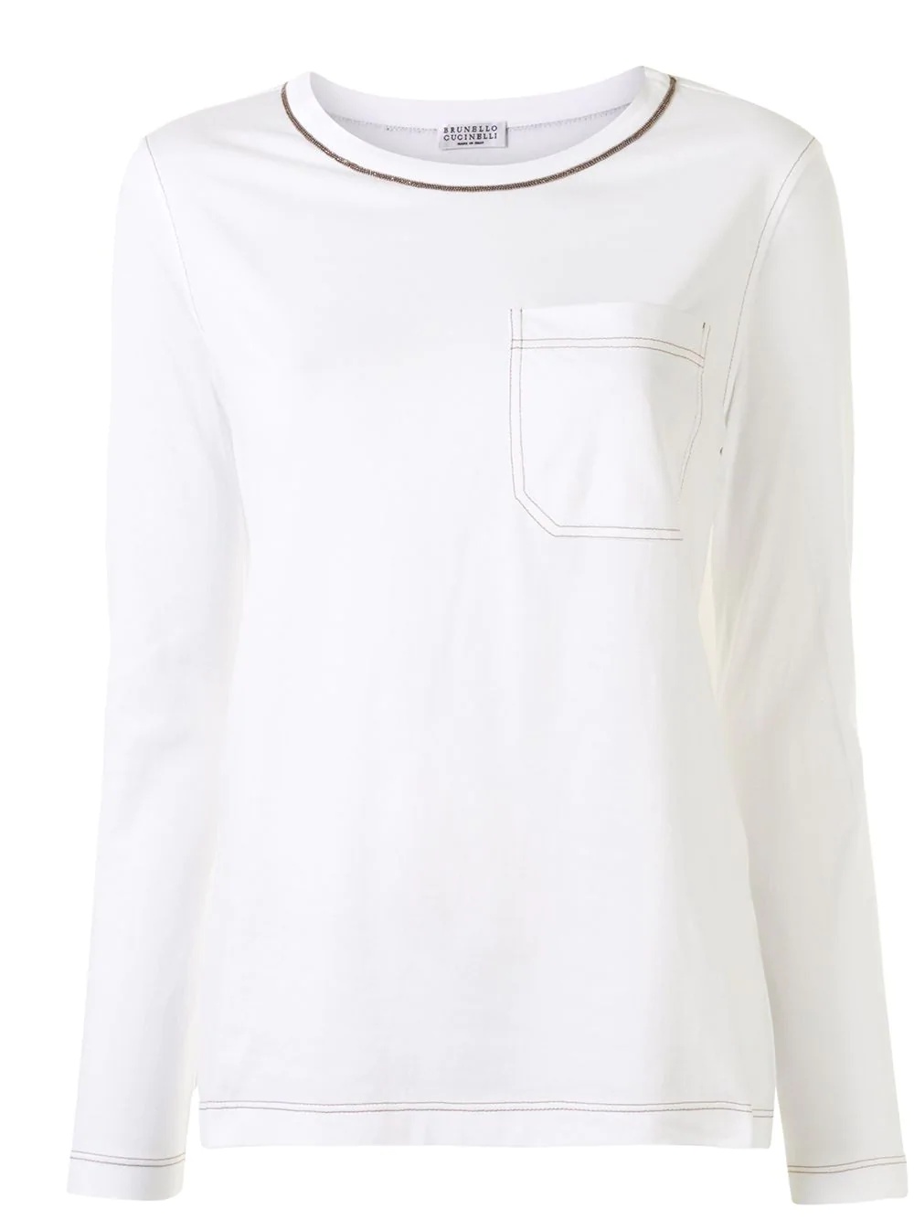 contrast-stitch cotton T-shirt - 1