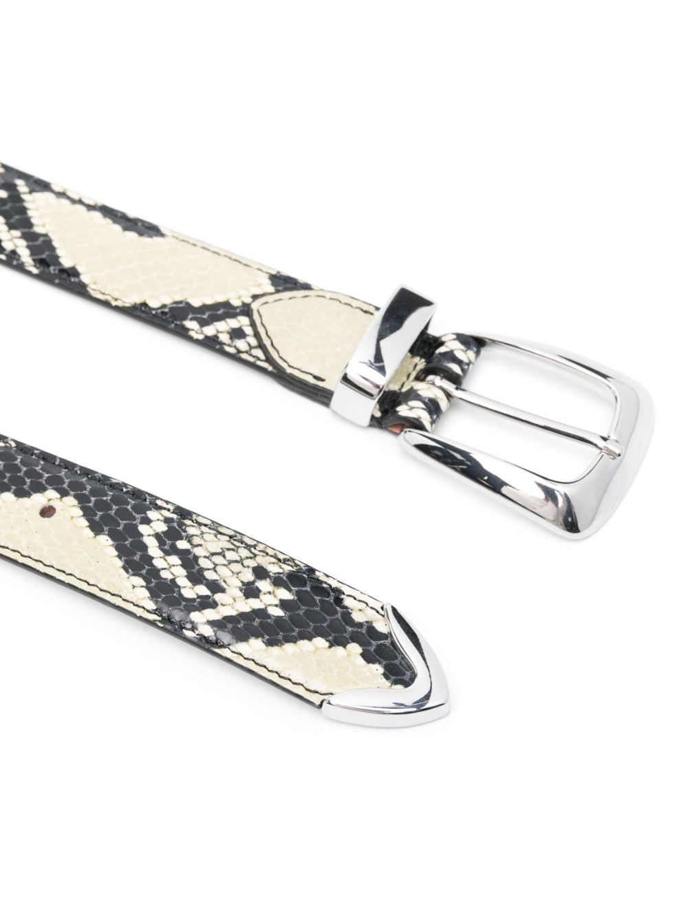 【KHAITE】ベニー・ベルト アンティークシルバーの天然パイソン KHAITE Benny belt | REVERSIBLE