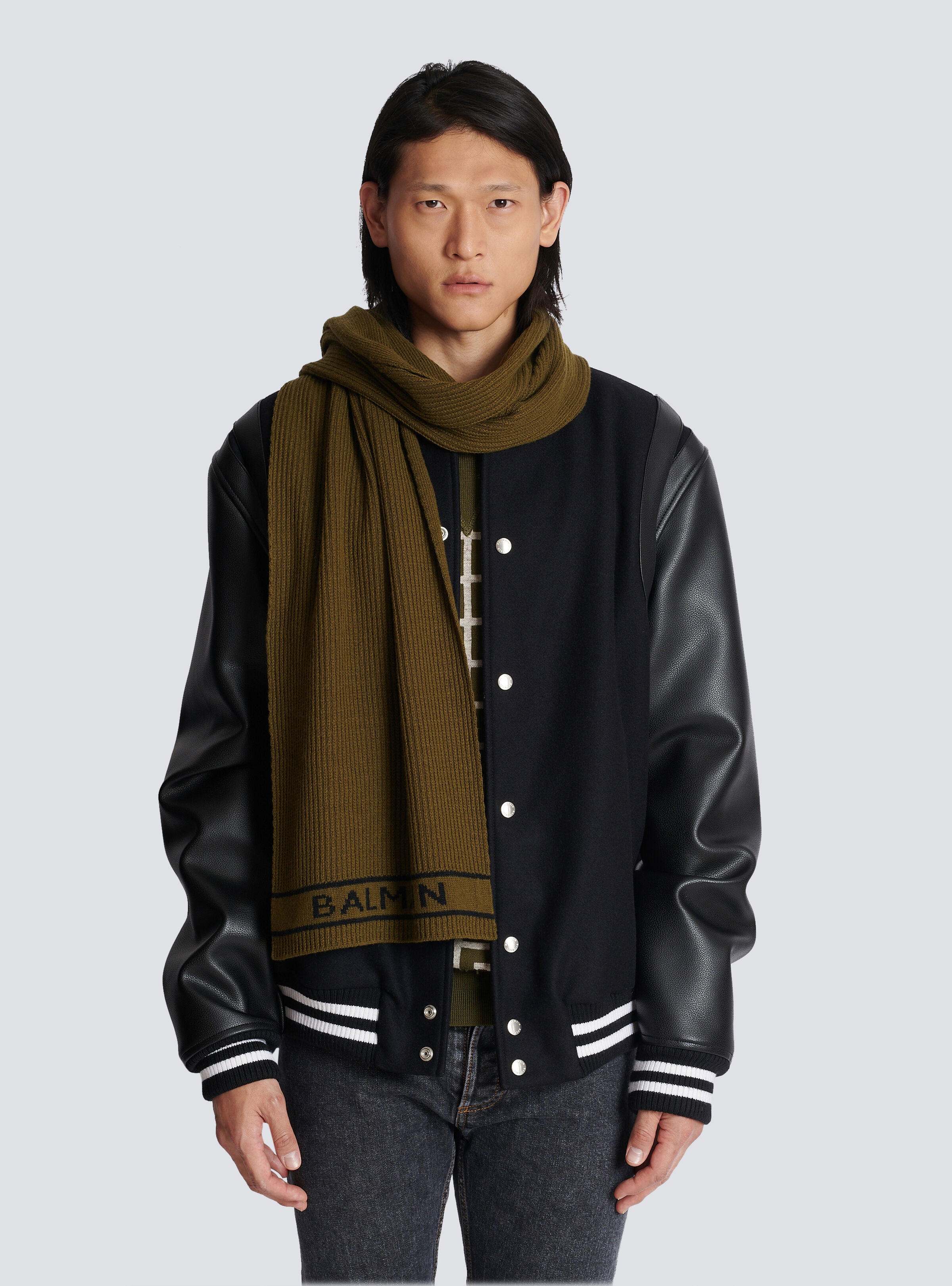 Wool scarf with Balmain logo - 2