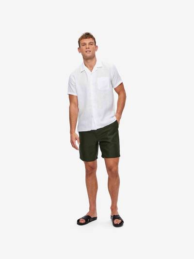 Derek Rose Men's Short Sleeve Shirt Monaco Linen White outlook