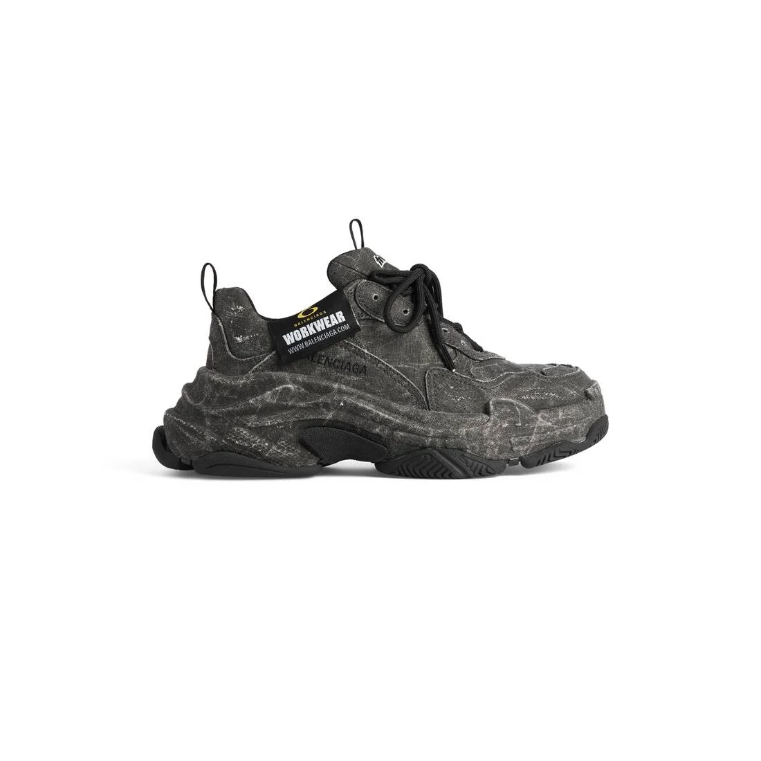 Men's Triple S Canvas Sneaker in Black - 1