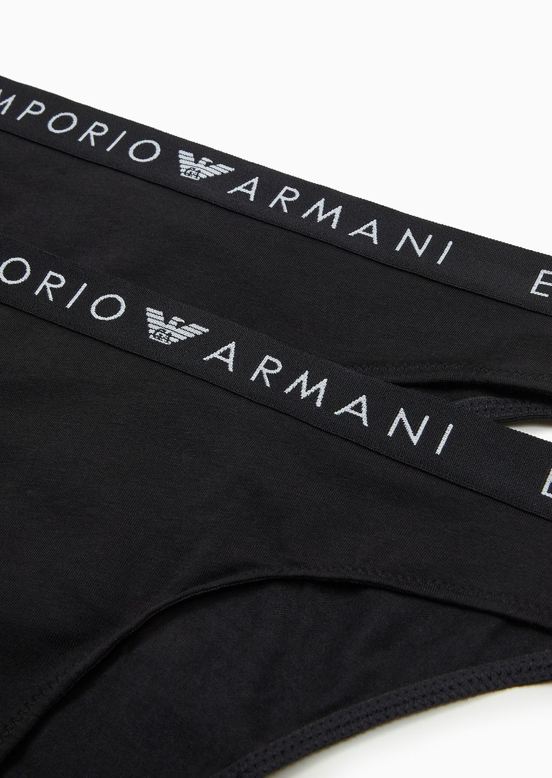 EMPORIO ARMANI Two-pack of ASV Iconic organic-cotton briefs with logo waistband outlook