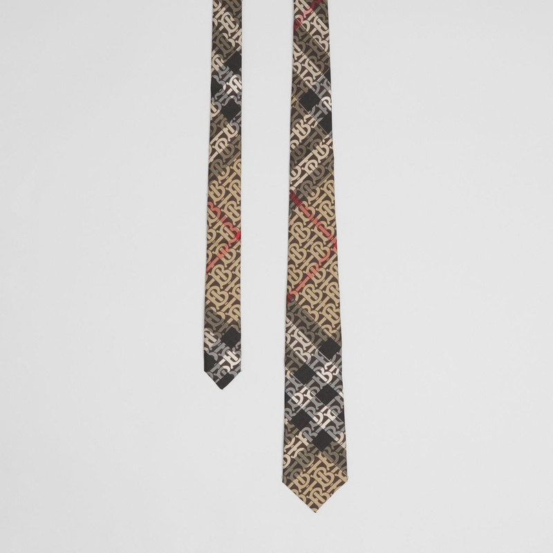 Classic Cut Monogram Check Silk Jacquard Tie 1