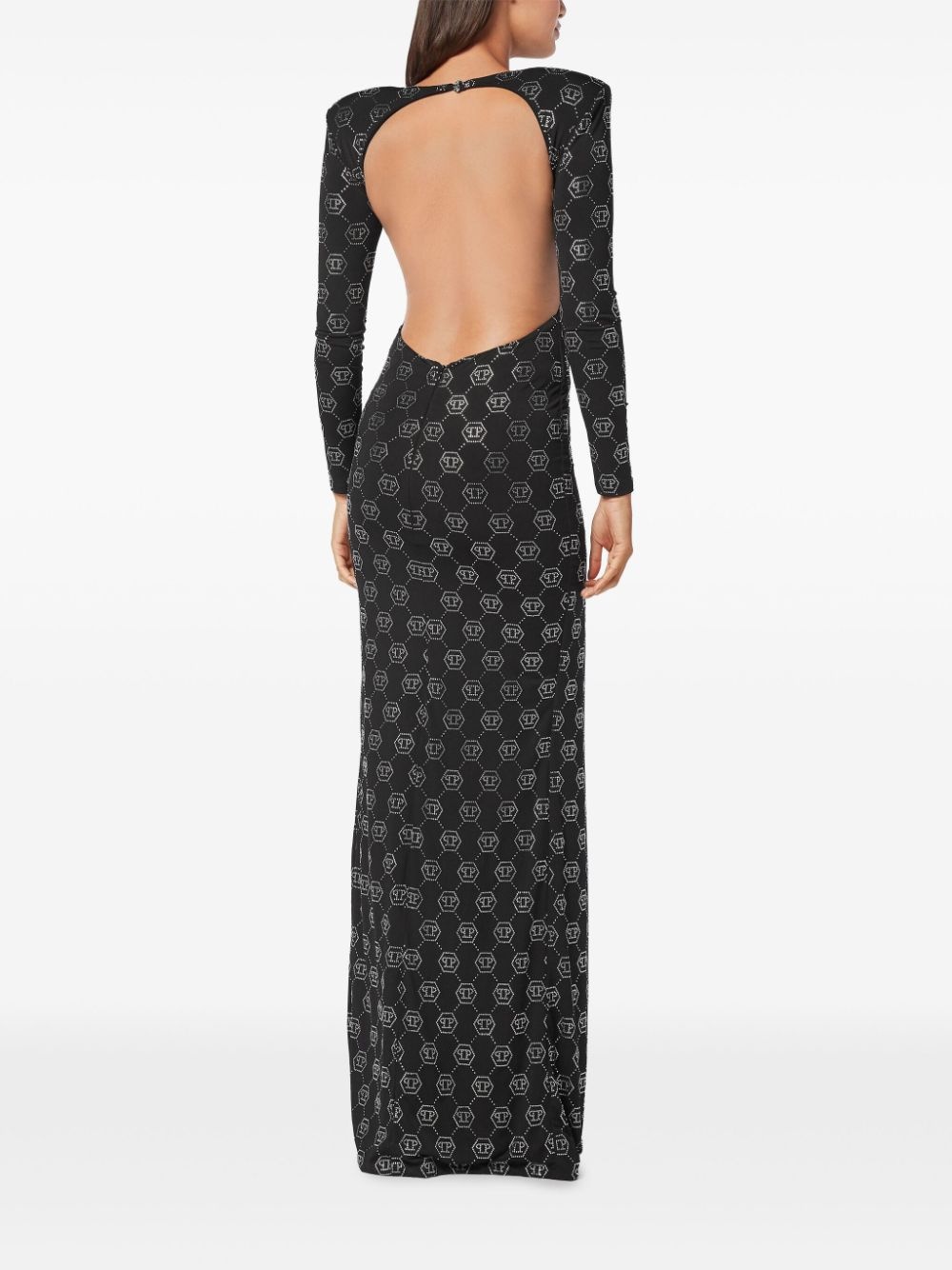 monogram-embellished long dress - 4