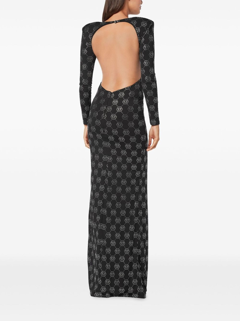 monogram-embellished long dress 4