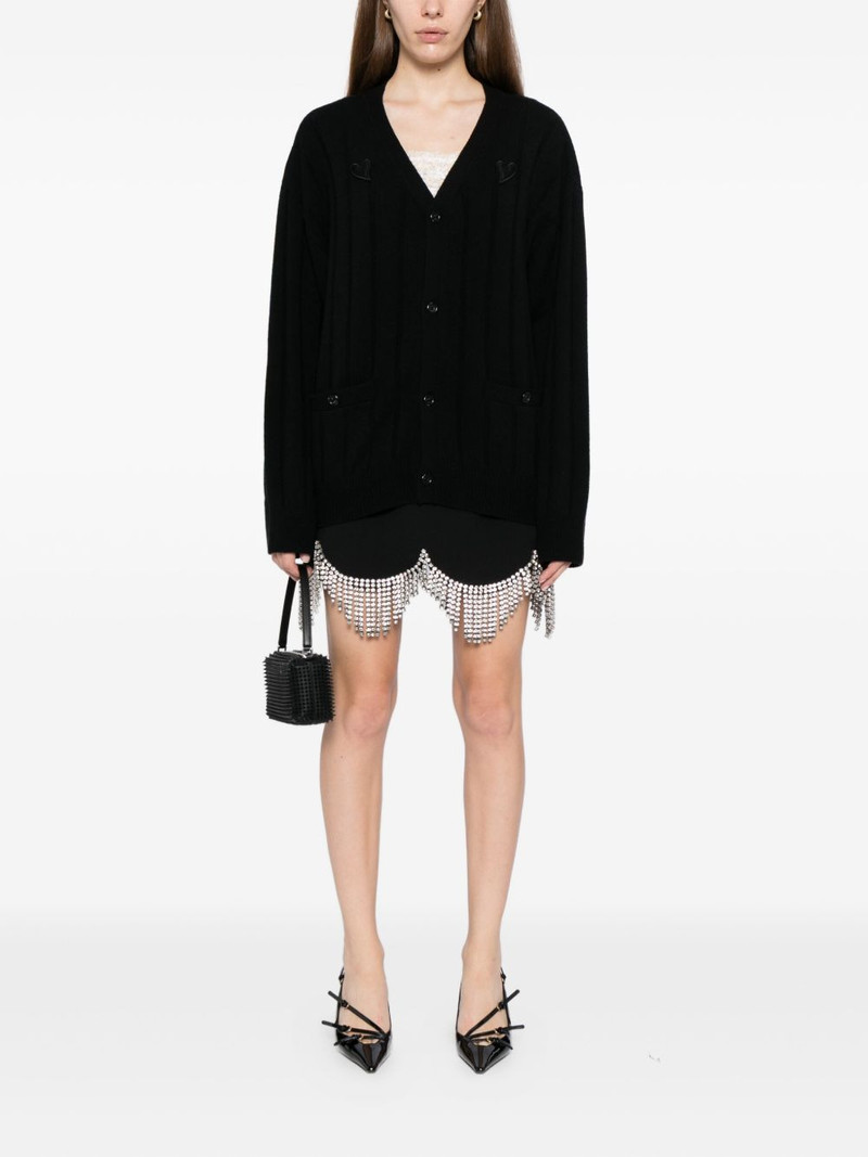 KIMHĒKIM heart-patch v-neck cardigan outlook