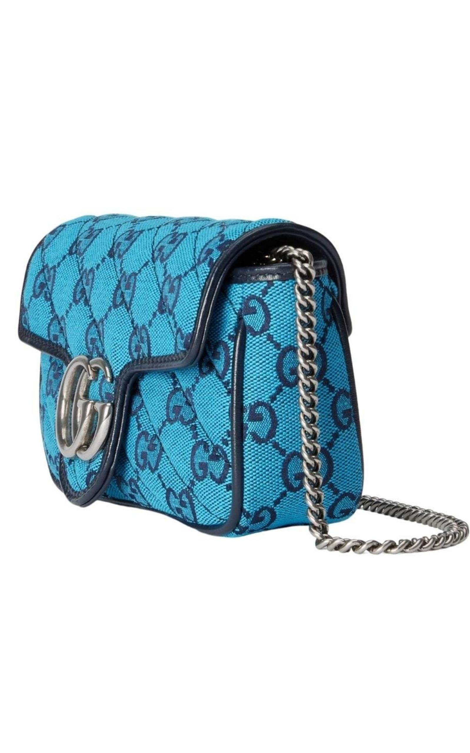 Blue GG Marmont Blue Super Mini Bag - 3