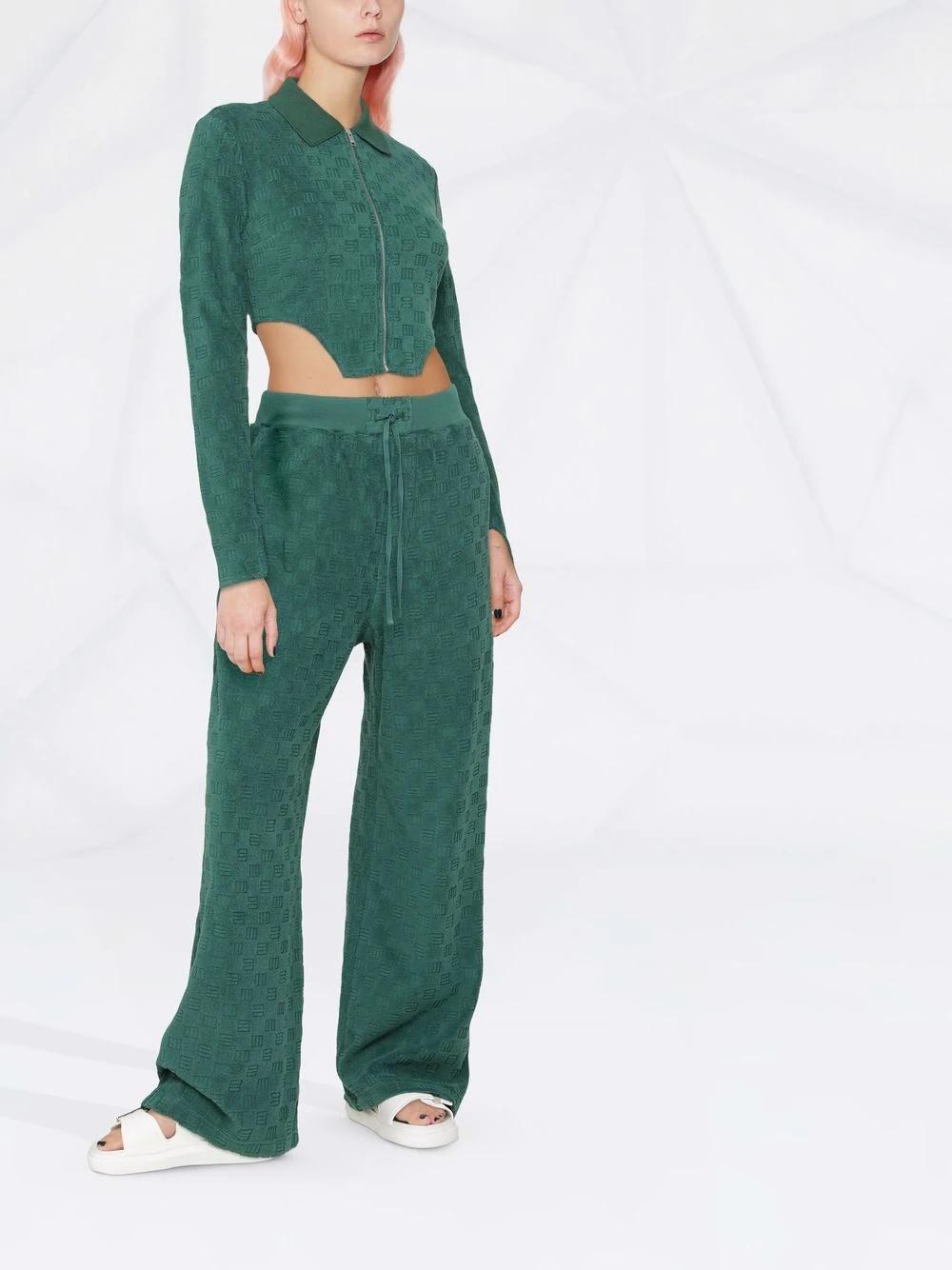 monogram jacquard knitted trousers - 3