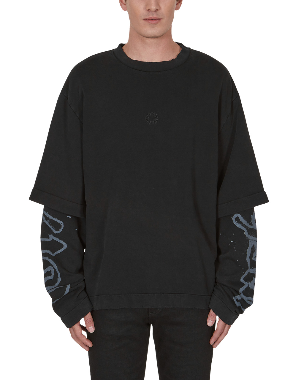 DOUBLE SLEEVE STAMP LOGO CREWNECK SWEATSHIRT - 2