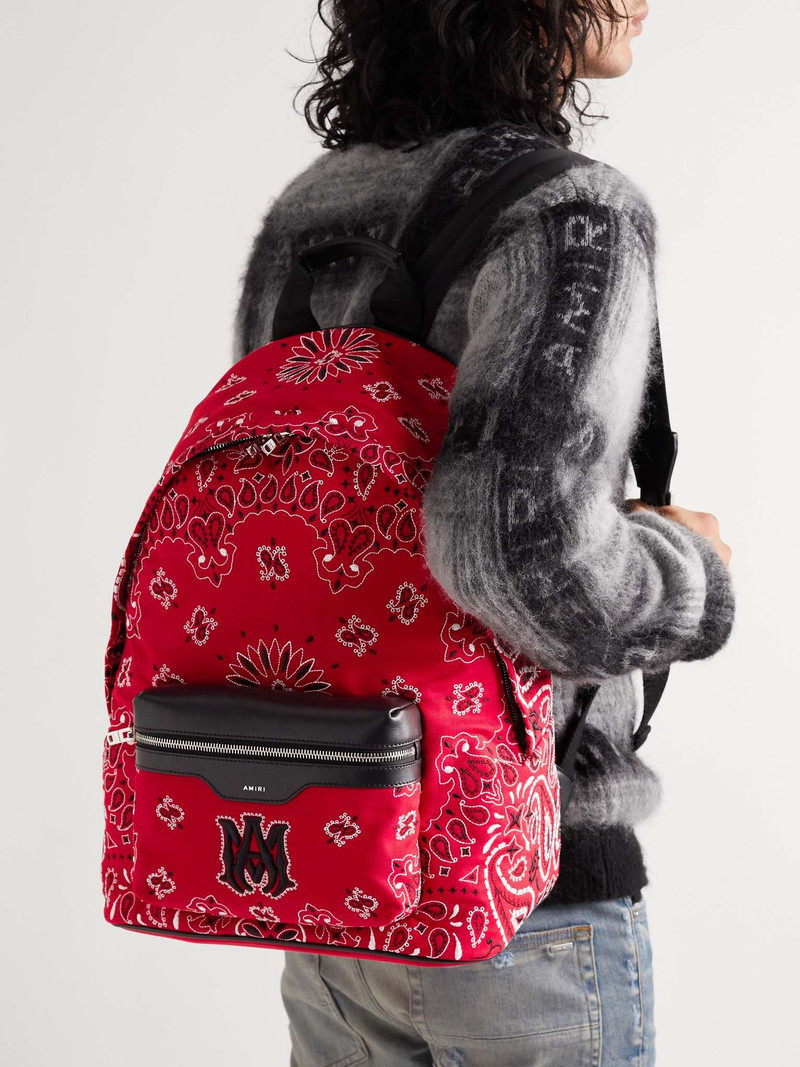 AMIRI Leather-Trimmed Embroidered Canvas Backpack outlook