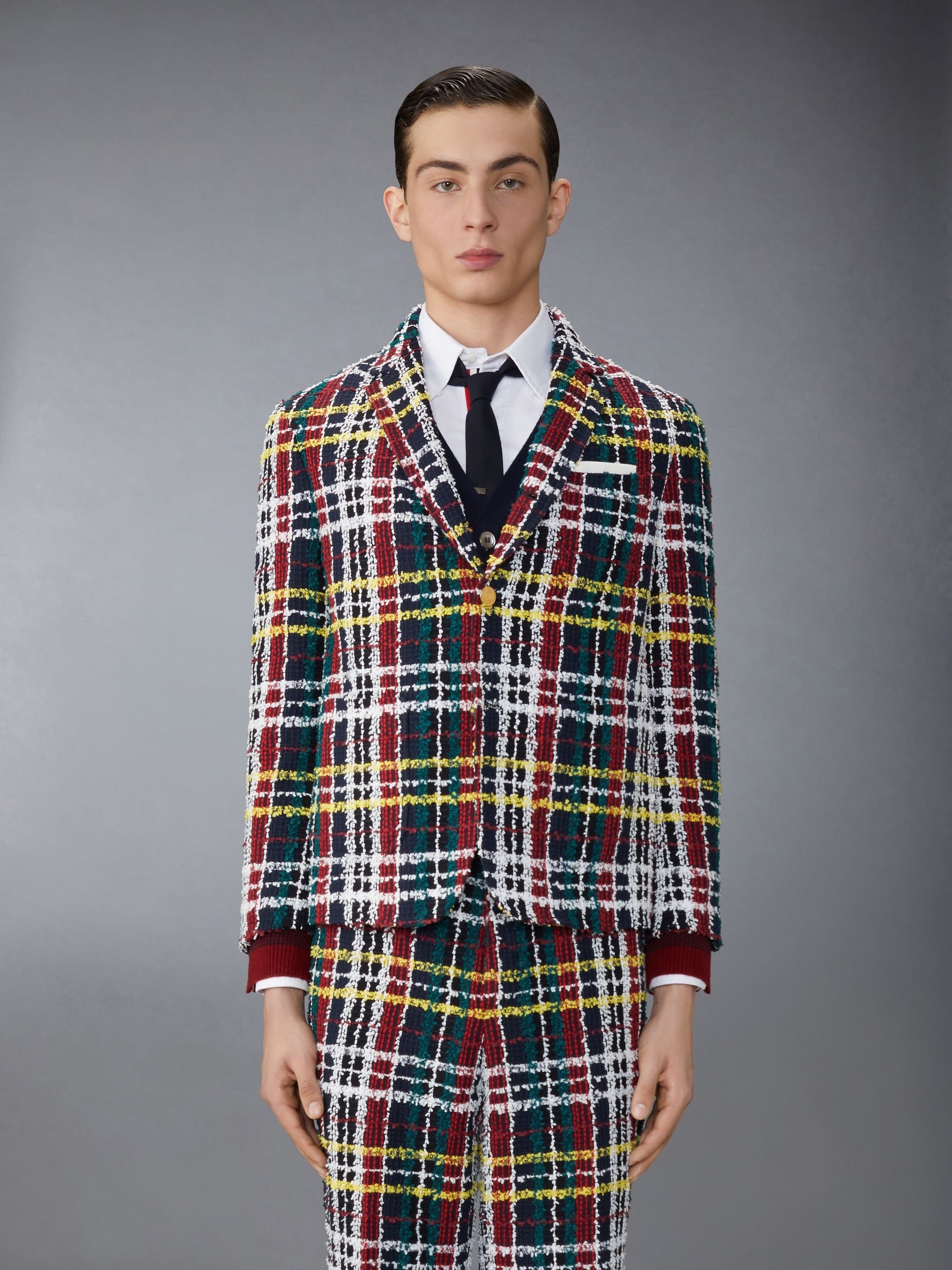 Hunting Tartan Eyelash Tweed Unconstructed Patch Pocket Sack Sport Coat - 1