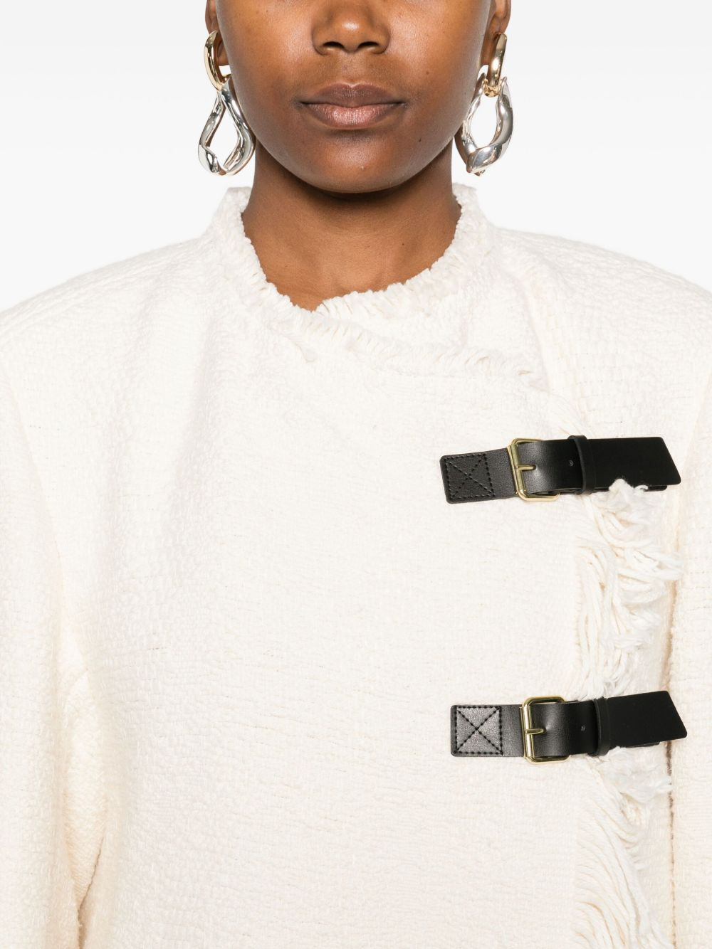 Garmia fringed buckle-fastening coat - 5
