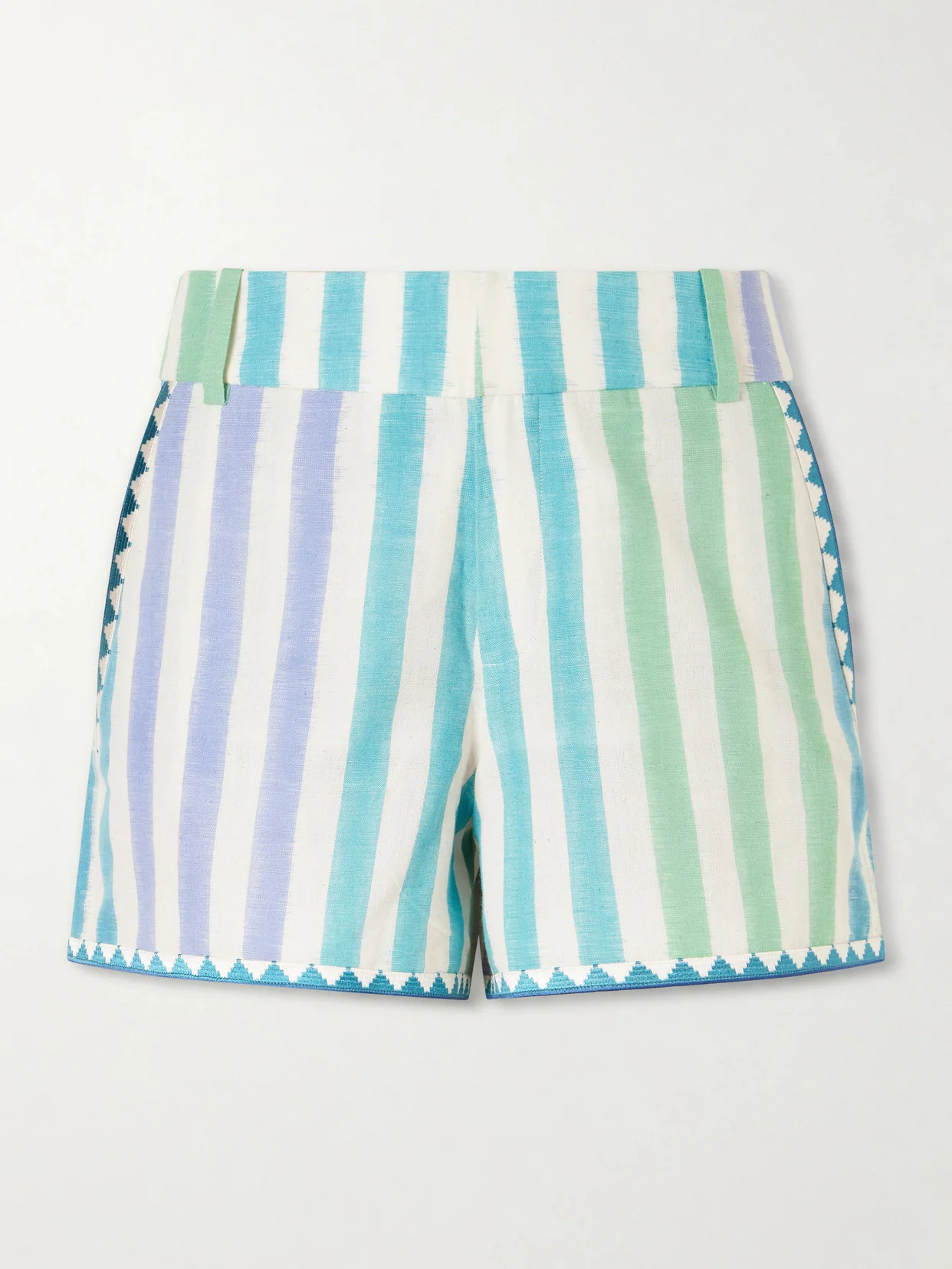 Ikat Striped Cotton Shorts - 1