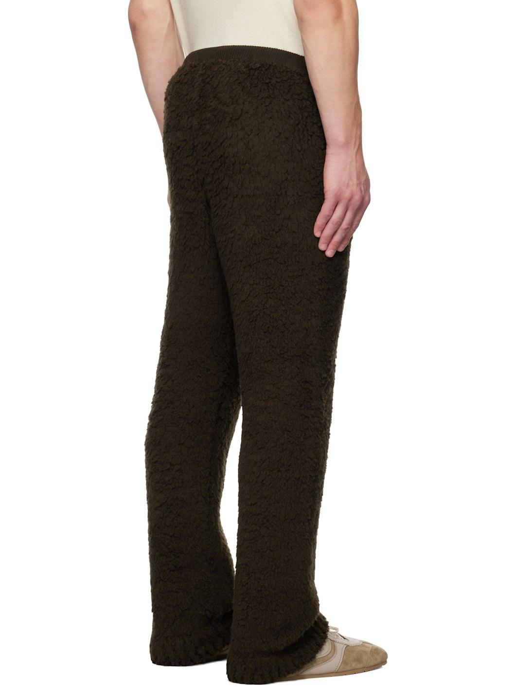 Brown Merino Wool Boa Knit Sweatpants - 3