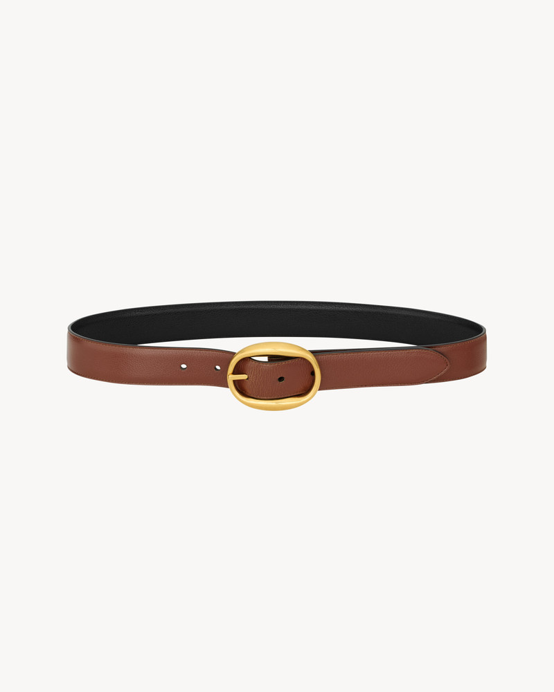 OVAL BUCKLE REVERSIBLE BELT IN SMOOTH LEATHER 4