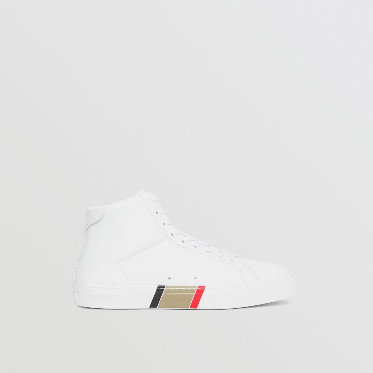 Stripe Detail Leather High-top Sneakers - 1