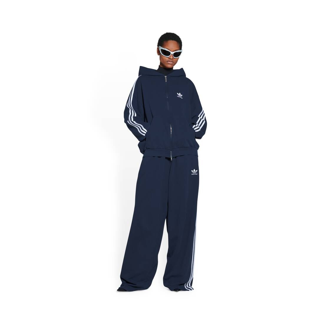 Balenciaga / Adidas Zip-up Hoodie Small Fit in Navy Blue - 3